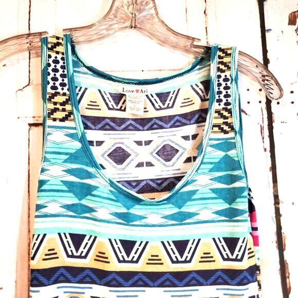 Love Ari Bodycon Sheath Dress Size L Sleeveless Stretch Midi Southwest Print - Picture 3 of 9